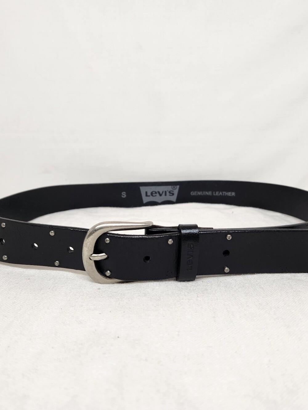 LEVIS Womens Small Black Leather Studded Belt